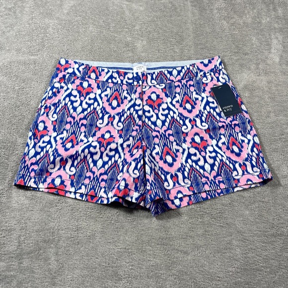 iris & ivy Pants - Nwt Crown & Ivy Caroline Shorts 14 Stretch Twill Classic Fit Blue Prairie‎ Artsy
